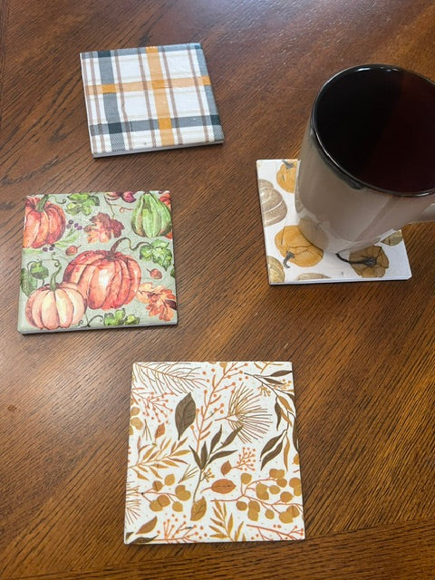 WORKSHOP Decoupage Fall Ceramic Tile Coasters - Oct 10th