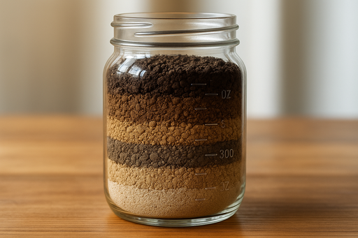 soil test in glass jar