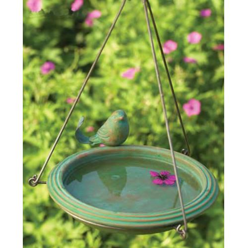 Round Hanging Teal Bird Bath